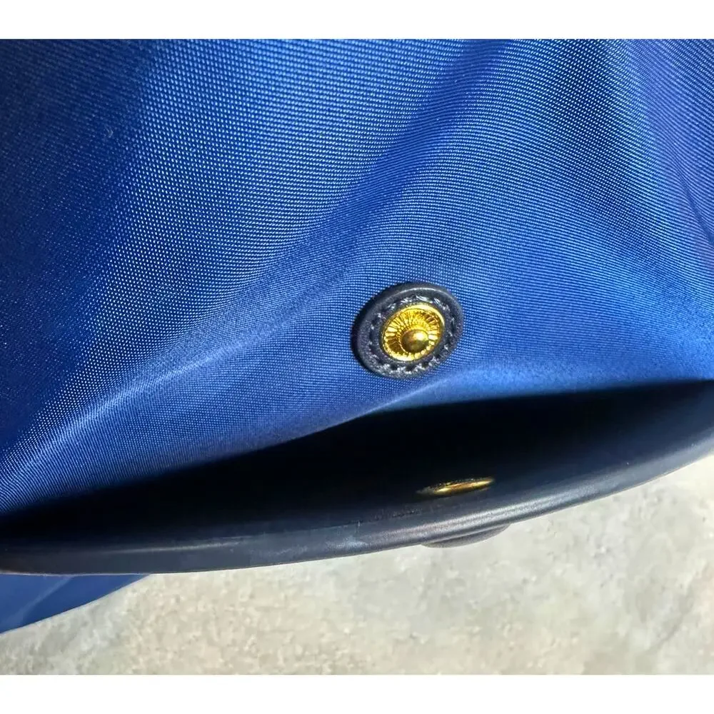 Tory Burch Ella Nylon Tote Royal Blue & Black Leather Logo Bag